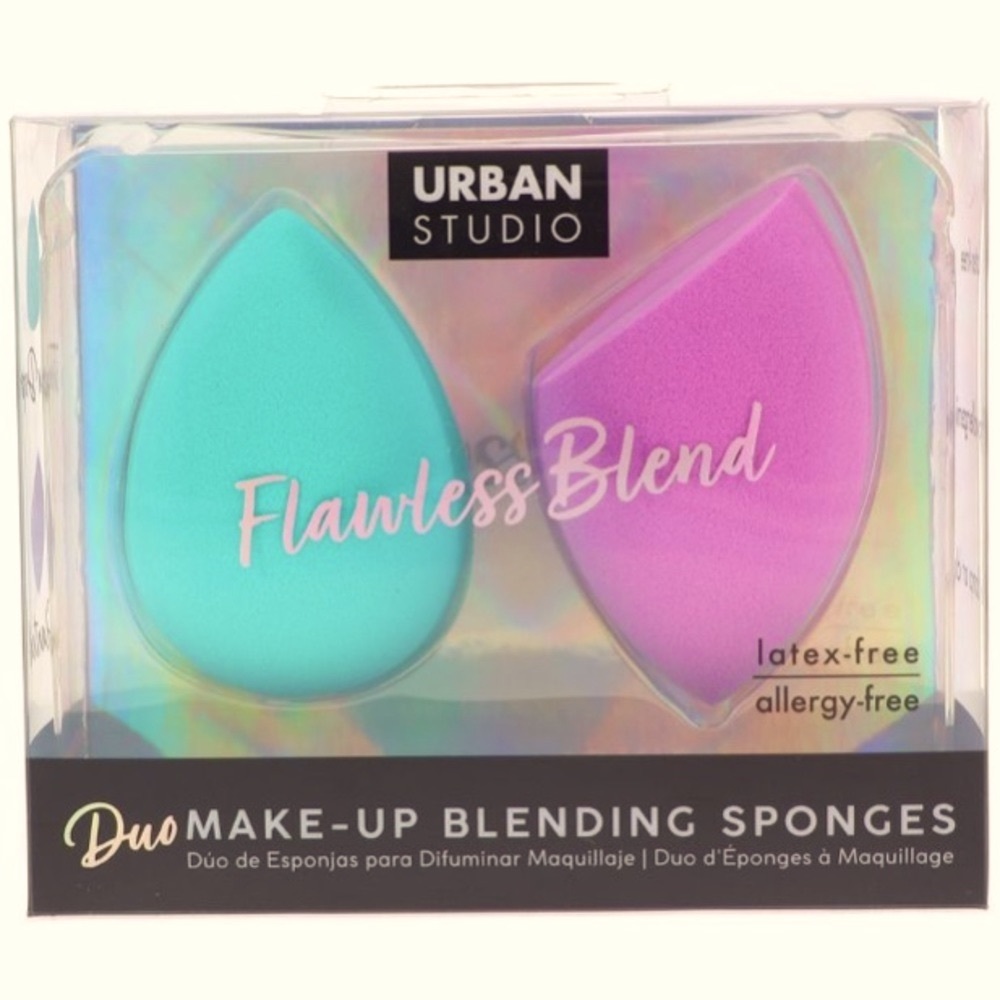 💜 NIB Urban Studio Duo Blending Makeup Sponges Set of 2 Purple / Teal